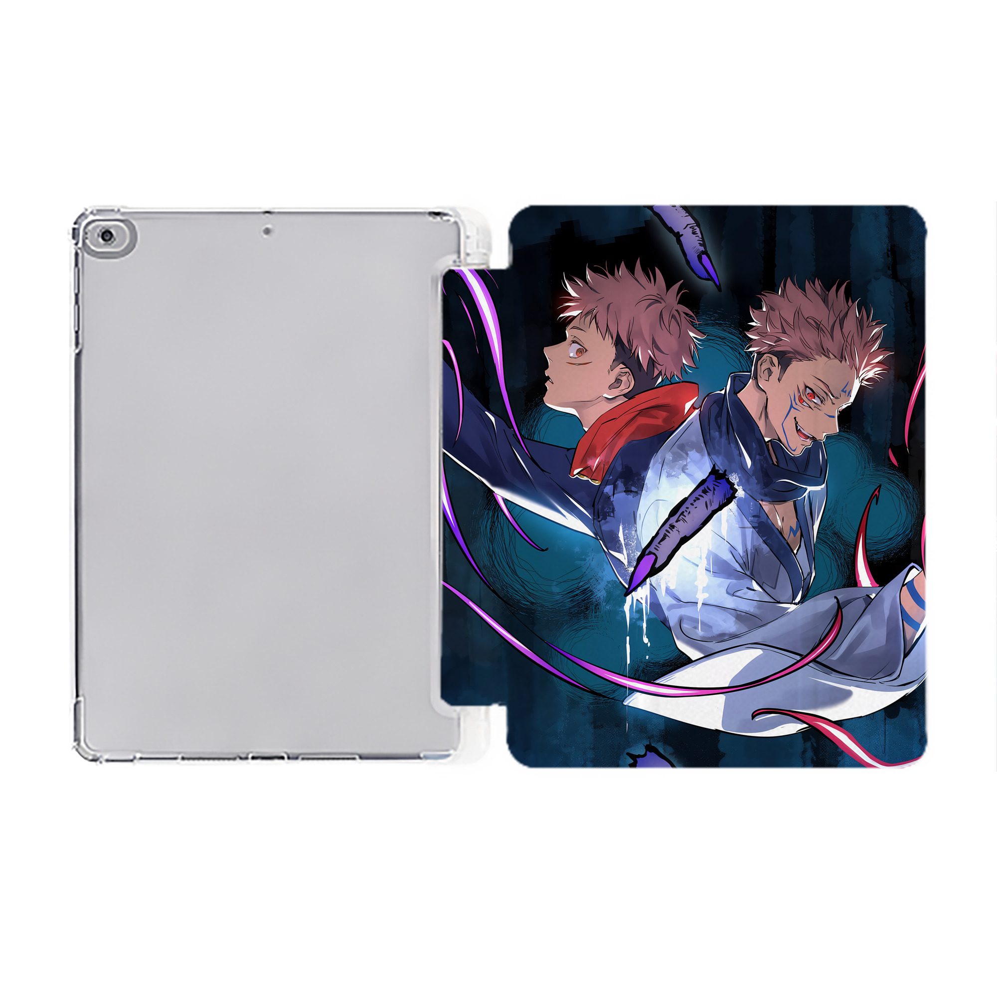 （画像用） 呪術廻戦 Jujutsu Kaisen IPad ケース ペン収納付き 三つ折りスタンド PUレザー×シリコン 対応機種9.5/10.5/10.9インチ